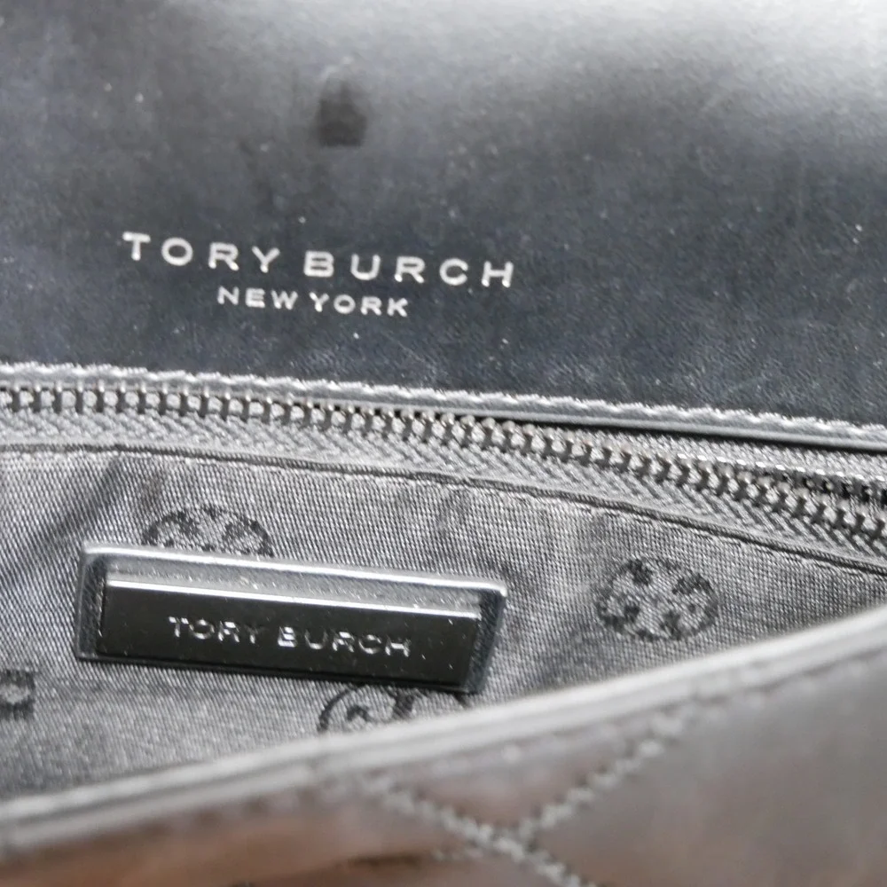 Tory Burch Willa Matte Small Shoulder Bag Leather Black Gunmetal
